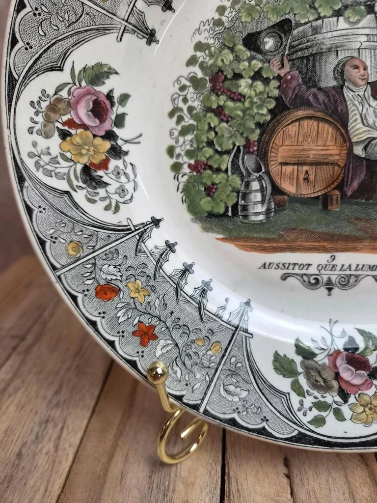 Plato parlante policromado Creil y Montereau – Lebeuf Milliet & Cie – Xixe – photo 5